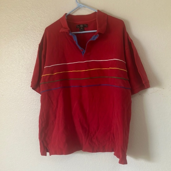 Men’s royal blue Red Polo Shirt with Multicolor Stripes xl - Picture 1 of 3